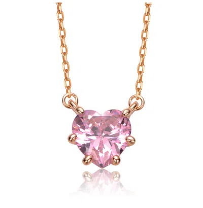 Rachel Glauber Heart-shaped Colored Cubic Zirconia Solitaire Necklace In Multi
