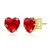 Rachel Glauber Heart-shaped Colored Cubic Zirconia Stud Earrings In Red