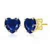 Rachel Glauber Heart-shaped Colored Cubic Zirconia Stud Earrings In Blue