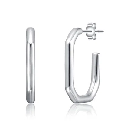 Rachel Glauber Hexagonal Open Hoop Earrings In White
