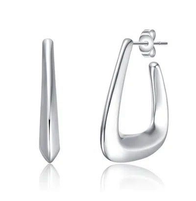 Rachel Glauber Irregular Box-shaped Hoop Earrings In White