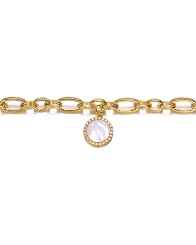 Rachel Glauber Kids 14k Plated 12mm Pearl Cz Bracelet