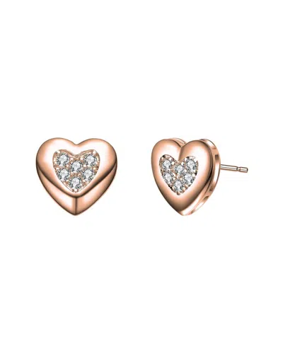 Rachel Glauber Kids 18k Rose Gold Plated Cz Heart Earrings
