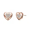 Rachel Glauber Lovely Heart Stud Earrings With Clear Cubic Zirconia In Multi