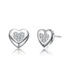 Rachel Glauber Lovely Heart Stud Earrings With Clear Cubic Zirconia In Silver