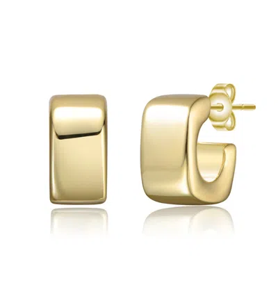 Rachel Glauber Modern Chic Flattened Tubular Geometric C-hoop Earrings In Gold