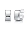 Rachel Glauber Modern Chic Flattened Tubular Geometric C-hoop Earrings In White