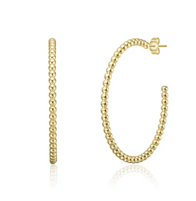 Rachel Glauber Modern Texture Bead C-hoop Earrings In Gold