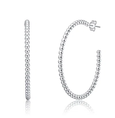Rachel Glauber Modern Texture Bead C-hoop Earrings In White