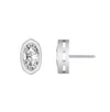 Rachel Glauber Oval White Gold Plated Stud Earrings With Clear Cubic Zirconia In Silver