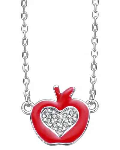 Rachel Glauber Plated Cz Apple Necklace In Metallic