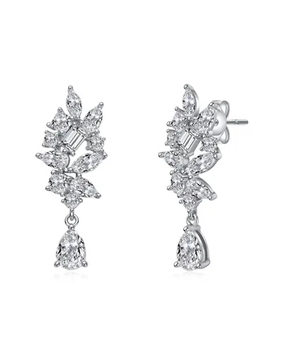 Rachel Glauber Plated Cz Dangle Earrings In Gray