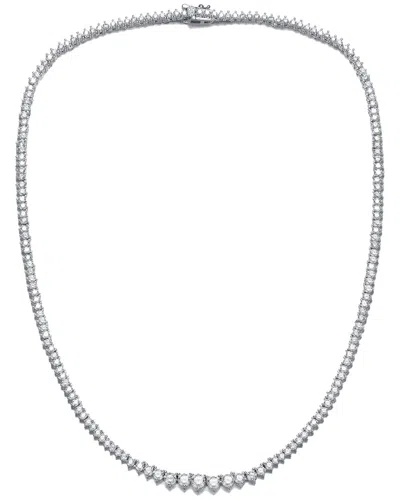 Rachel Glauber Plated Cz Graduated Tennis Necklace In Orange