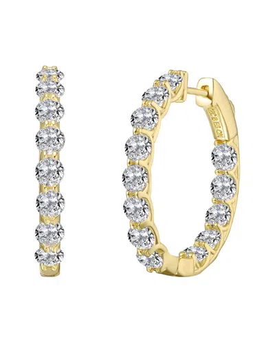 Rachel Glauber Plated Cz Hoop Earrings In Gold