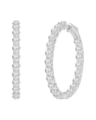 Rachel Glauber Plated Cz Hoop Earrings In Metallic