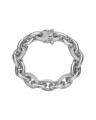 Rachel Glauber Plated Cz Link Bracelet In Metallic