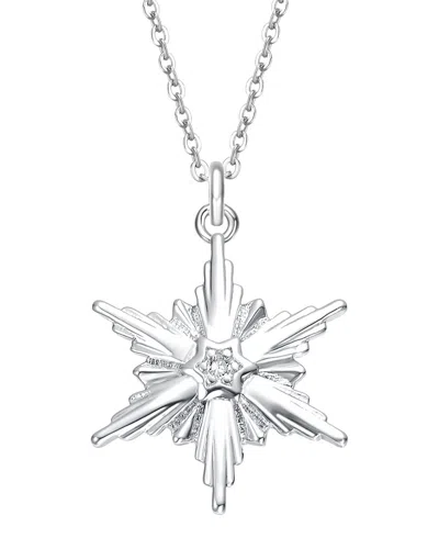 Rachel Glauber Plated Cz Star Necklace In Metallic