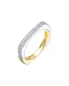 Rachel Glauber Plated Cz Statement Ring In Pattern