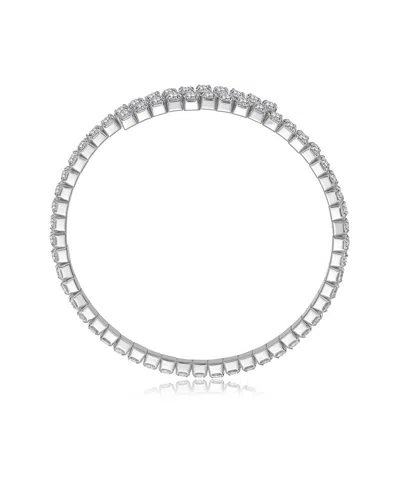 Rachel Glauber Plated Cz Tennis Bracelet In Metallic