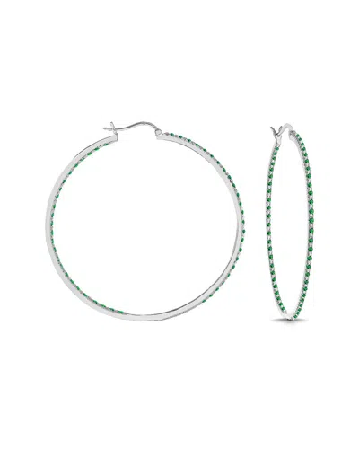 Rachel Glauber Plated Hoop Earrings In Green