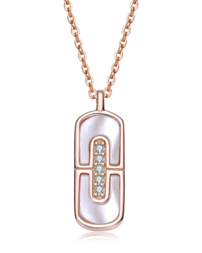 Rachel Glauber Plated Pearl Cz Pendant In Gold