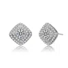 Rachel Glauber Ra Cubic Zirconia Pave Square Shape Stud Earrings - Rhodium Plated In White