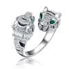 Rachel Glauber Ra Rhodium Plated Panther Bypass Ring In Black