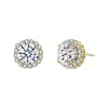 Rachel Glauber Ra White Gold Plated Cubic Zirconia Round Earrings In Gold