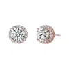 Rachel Glauber Ra White Gold Plated Cubic Zirconia Round Earrings In Pink