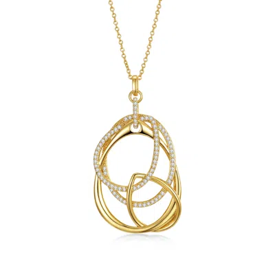 Rachel Glauber 14k Plated Cz Love Knot Pendant Necklace In Gold