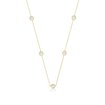 Rachel Glauber Rg 14k Gold Plated With Diamond Cubic Zirconia Halo Mariner Link Station Chain Necklace