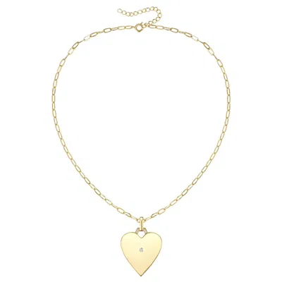 Rachel Glauber Rg 14k Gold Plated With Diamond Cubic Zirconia Heart Pendant Necklace