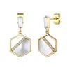 Rachel Glauber 14k Plated 12-14mm Pearl Cz Drop Earrings In Gold