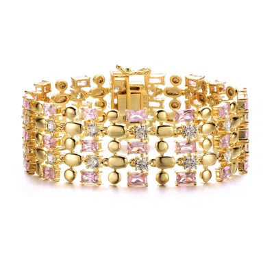 Rachel Glauber 14k Plated Cz Bracelet In Multi