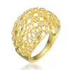 RACHEL GLAUBER RG 14K YELLOW GOLD PLATED WITH CUBIC ZIRCONIA DOME-SHAPED TEXTURED NUGGET RING