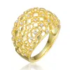 Rachel Glauber Ra 14k Yellow Gold Plated With Cubic Zirconia Dome-shaped Textured Nugget Ring In Silver