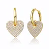 Rachel Glauber 14k Yellow Gold Plated With Cubic Zirconia Heart Dangle Infinity Hoop Drop Earrings In Silver