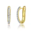 RACHEL GLAUBER RG 14K YELLOW GOLD PLATED WITH CUBIC ZIRCONIA U-SHAPED J-HOOP LATCH BACK EARRINGS