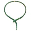 Rachel Glauber Rg 14k Yellow Gold Plated With Emerald Cubic Zirconia Blue & Green Enamel Coiled Serpent Snake Stiff In Green