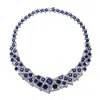 Rachel Glauber 3d Geometric Cluster Basketweave Stack Graduated Eternity Formal Necklace In Blue