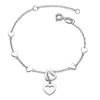 Rachel Glauber Rg Childern/teen 14k Gold Plated Double Halo Heart Dangle Charm Station Bracelet, Adjustable In Leng In Silver