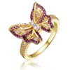 Rachel Glauber Rg Young Adults/teens 14k Yellow Gold Plated With Amethyst & Cubic Zirconia Butterfly Split Top Ring In Purple