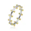 Rachel Glauber Rhodium And 14k Gold Plated Bead Band Ring In Silver