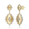 Rachel Glauber Rhodium And 14k Gold Plated Cubic Zirconia Drop Earrings In Two-tone