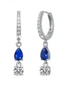 Rachel Glauber Rhodium Plated Cz Drop Earrings