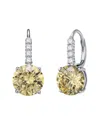 Rachel Glauber Rhodium Plated Cz Drop Earrings