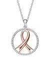 Rachel Glauber Teens/young Adults Two Tone Ribbon In Open Circle Pendant Necklace