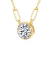 Rachel Glauber Round Bezel Set Clear Cubic Zirconia Solitaire Nec