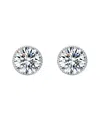 Rachel Glauber Round Bezel Set Clear Cubic Zirconia Stud Earrings In Metallic