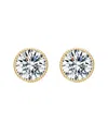 Rachel Glauber Round Bezel Set Clear Cubic Zirconia Stud Earrings
